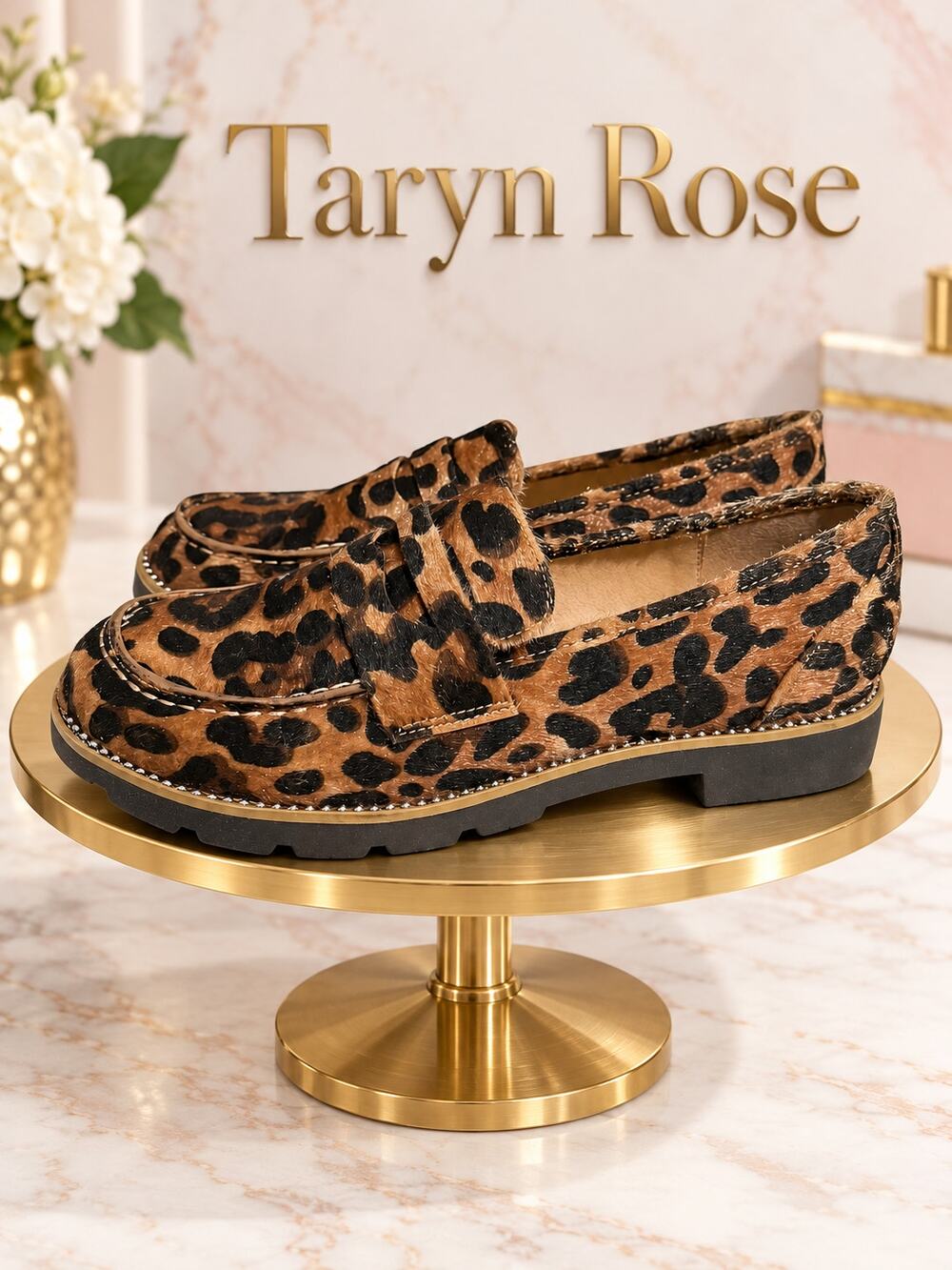 TARYN by Taryn Rose Leopard Calf Hair Penny Loafers Women’s 7.5